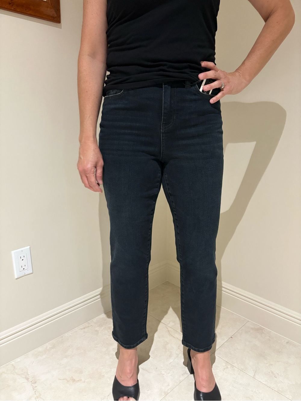 Liverpool LA: dark wash non-skinny skinny high rise jeans